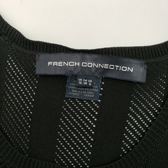 French Connection Black Bodycon Sheer Top Mini Dress - Picture 8 of 12